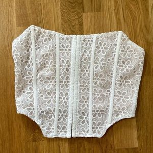 Cotton Candy LA Corset Top - White/Tan - M
